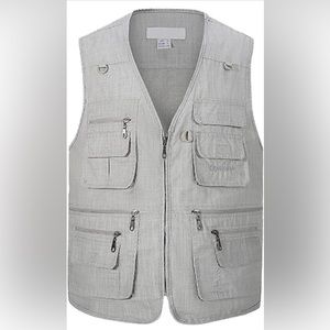 Olympina Men's Multiple Pockets Outdoor Fishing Travel Safari Vest Jacket